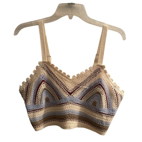Rebellion Boho knitted Crochet Bralette top coastal cowgirl vibes size Medium - Picture 1 of 8